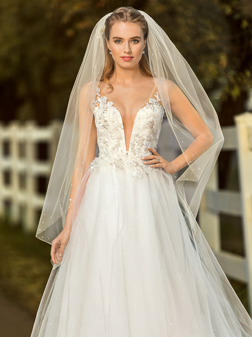 Style BL266 Tara | Beloved by Casablanca | Sparkling Tulle Ballgown Wedding Dress Deep V Plunging Neckline
