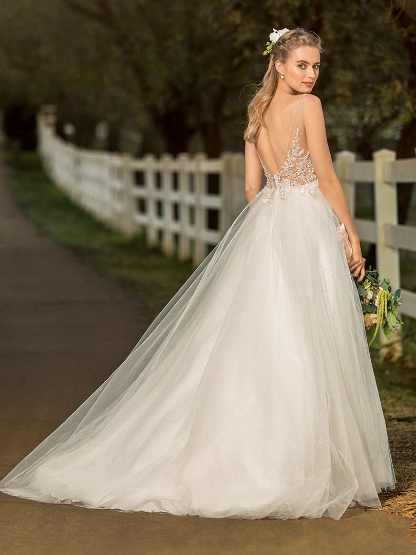 Style BL266 Tara | Beloved by Casablanca | Sparkling Tulle Ballgown Wedding Dress Deep V Plunging Neckline