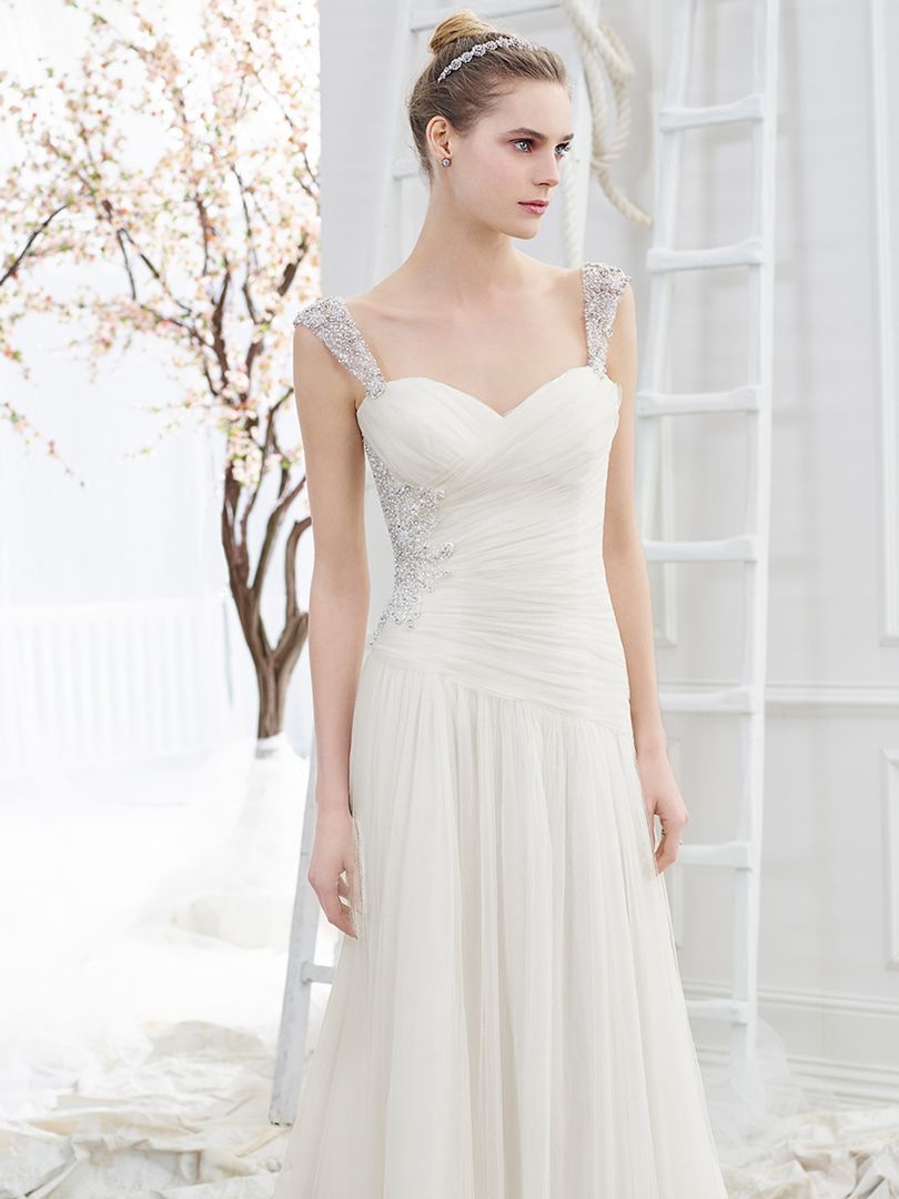 tulle wedding dress with beaded cap sleeves