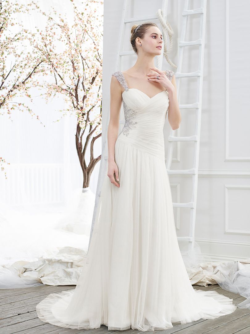 tulle wedding dress with cap sleeves customizable