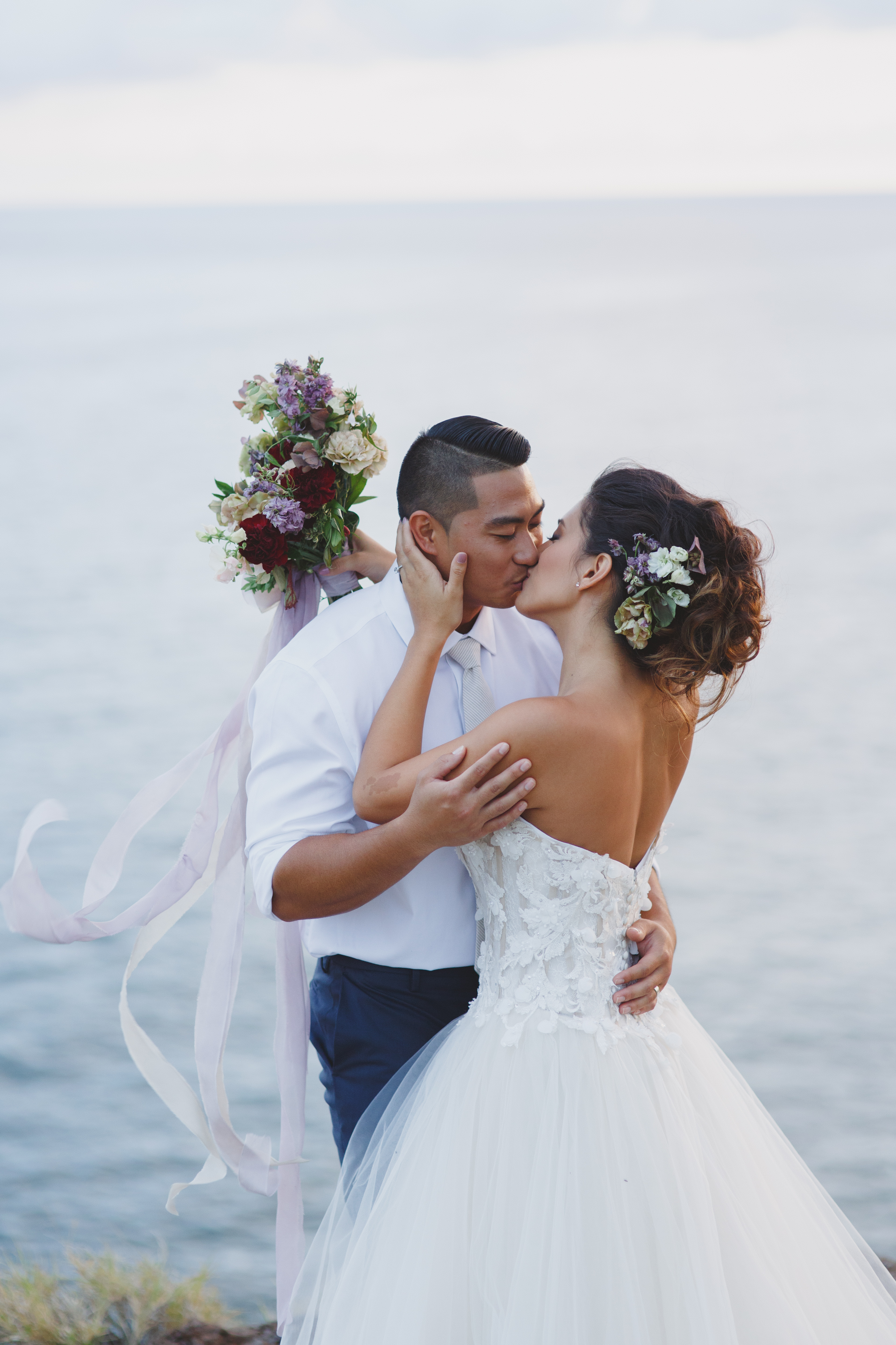 beloved bride hawaii elopement BL233 first kiss