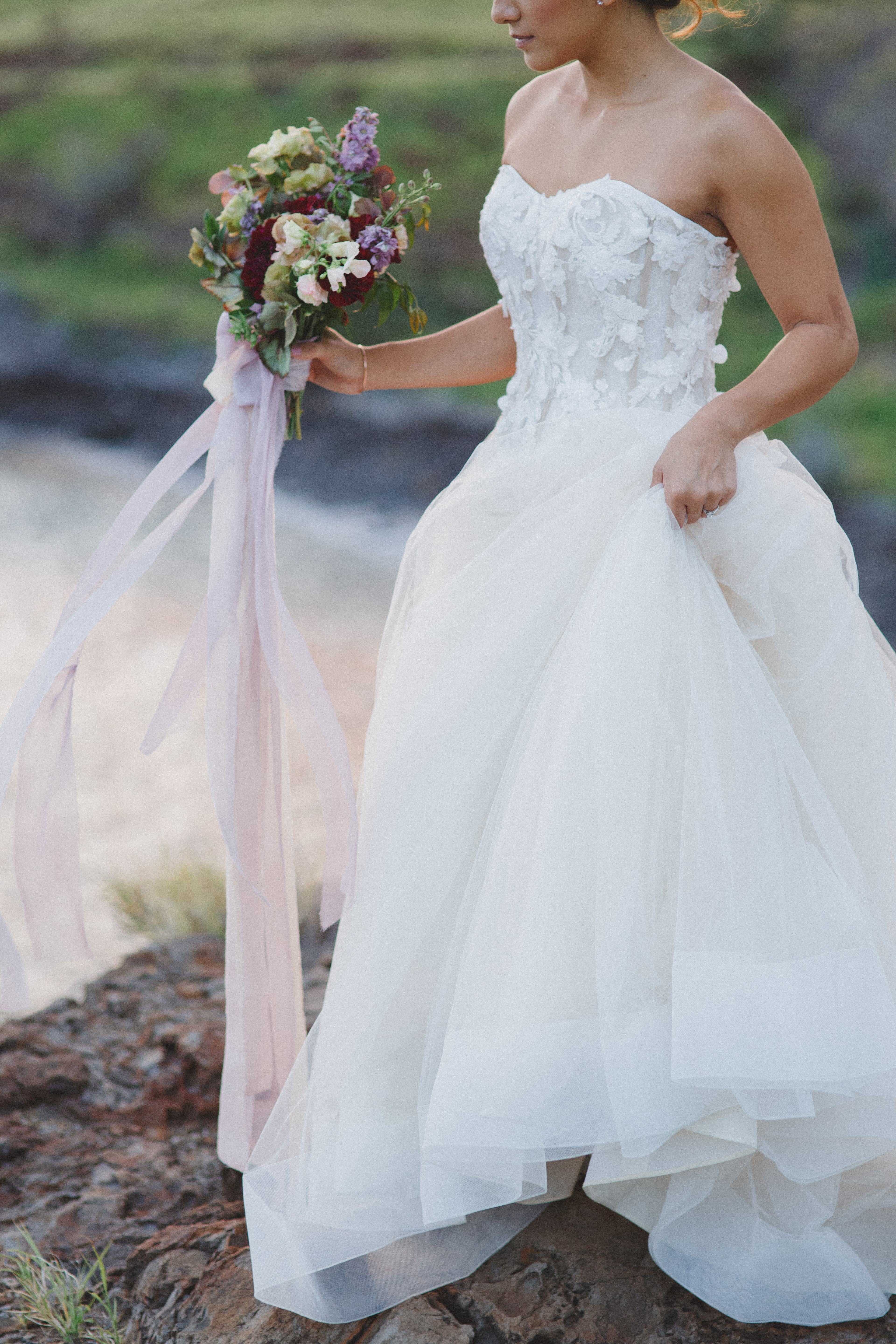 destination hawaii bride dress details
